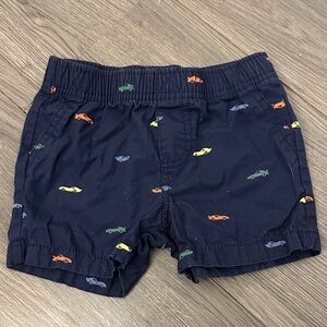 Navy Shorts with Colorful Car Print